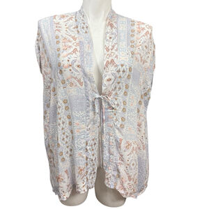 Victoria's Secret Kimono OS White Blue Floral Print